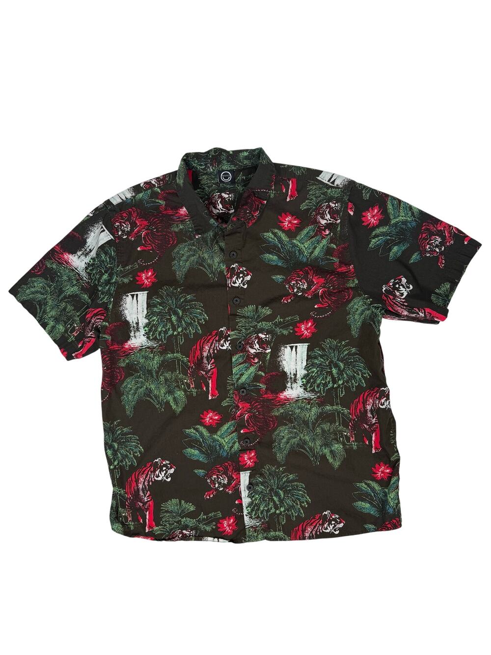 Neff Jungle Tigard Button Down Shirt Men’s Medium Tropical Waterfalls